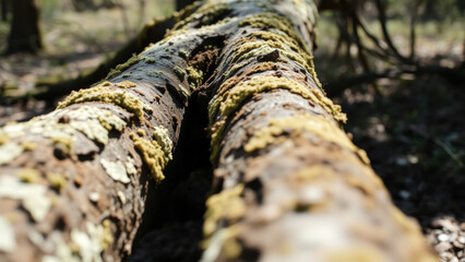 Close-up of a tree trunk covered in lichen
