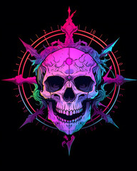 Obraz premium Skull and Compass symmetry layout illustration