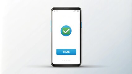 A simple, modern smartphone display shows a sent message notification, with a blue tick and timestamp, on a clean, minimalist white background.