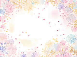 花と水彩の背景。パステルカラー