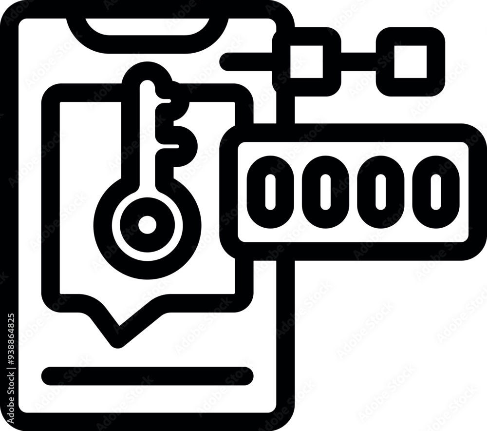 Poster smartphone is displaying a temperature key and a password, hinting at a smart home security system