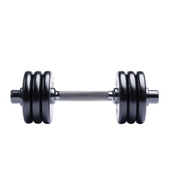 Naklejka premium Metal dumbbell with weight plates isolated on white background, perfect for fitness, exercise, and strength training images. transparent background