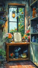 Fototapeta premium Bhagavad Gita Home Shrine Hinduism Religion Spiritual Symbol