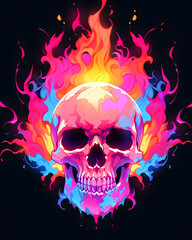 Skull and Fire symmetry layout illustration