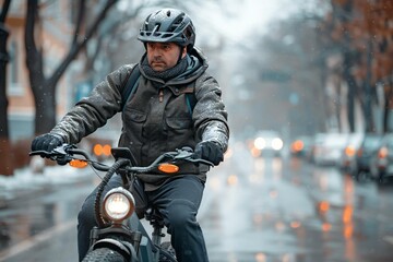 Naklejka premium Revolutionizing City Commuting: Urban Cyclists Leading the Way in Eco-Friendly Transportation