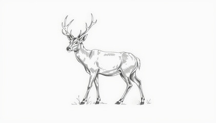 Obraz premium Sketch of a deer on a white background, Creative illustration