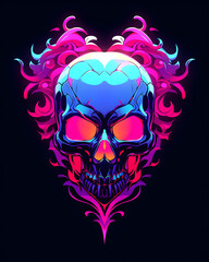 Fototapeta premium Skull and Heart symmetry layout illustration