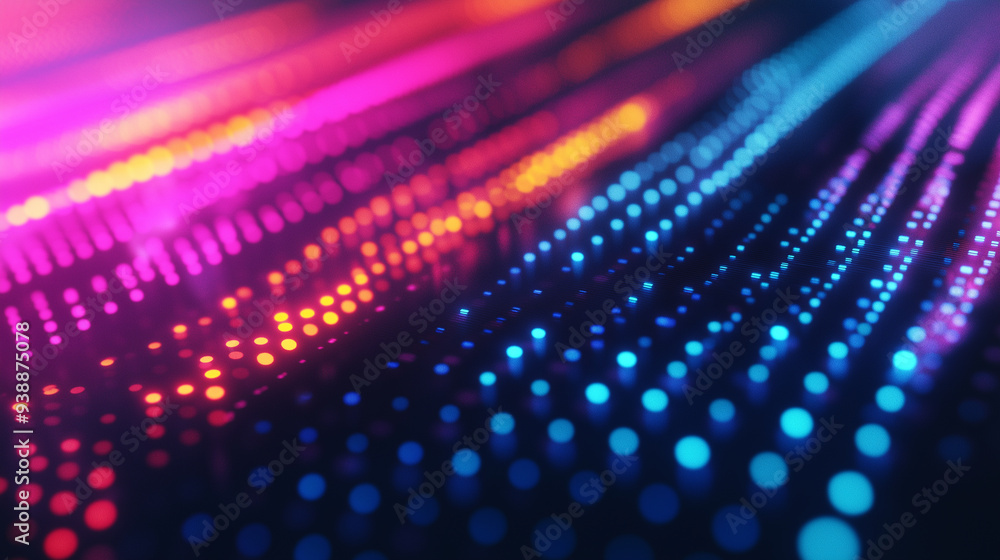 Aufkleber a vibrant, abstract digital visualization with multicolored dots and lines forming a futuristic patt