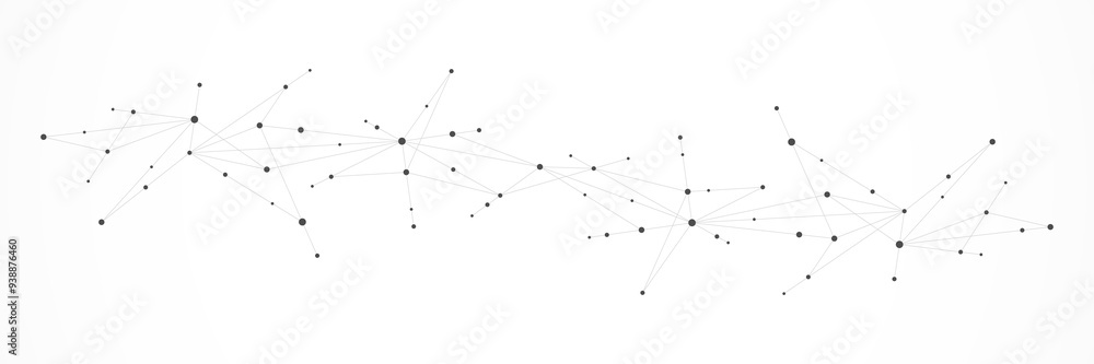 Poster Minimalistic design with connecting the dots and lines. Abstract geometric background of science and technology concept