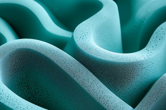 curved sponge foam sheet. green or turquoise material texture