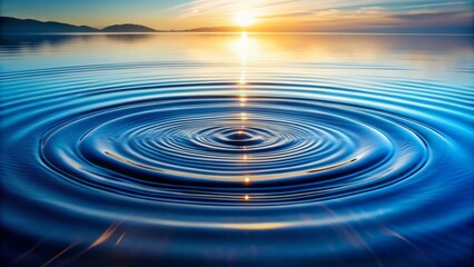 Circular ripples emanate from a central point, distorting a calm water surface, capturing the essence of vibrational energy in a mesmerizing visual representation.