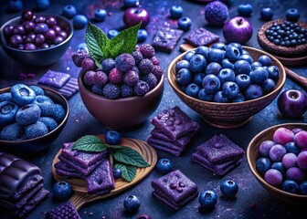 Deep blues and purples evoking midnight snacking