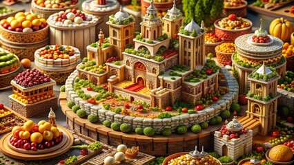 Fototapeta premium Hyper-realistic food architecture with intricate details