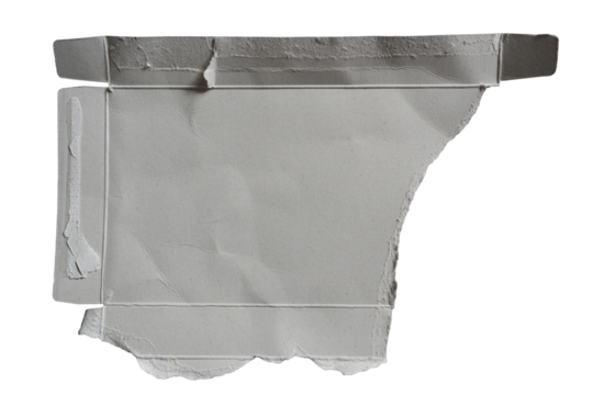 Torn gray paper box package