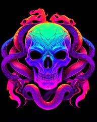 Fototapeta premium Skull and Serpent symmetry layout illustration