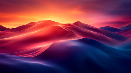 Vibrant Abstract Landscape with Sunset Colors