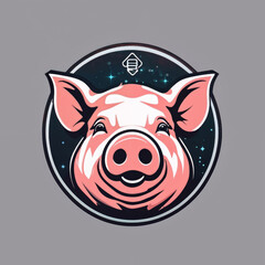A circular logo with a pig design suitable for crypto currencies