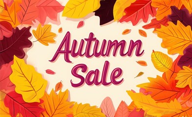 Autumn sale banner template with autumn leaves