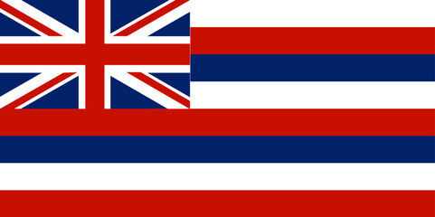 Flag of Hawaii state (United States of America, U.S.A. or USA, North America) Moku&lsquo;aina o Hawai&lsquo;i, Eight alternating horizontal stripes of white, red, and blue, with the United Kingdom's Union Flag 