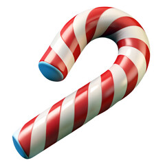 3d christmas candy cane red white striped festive holiday isolated on png transparent background