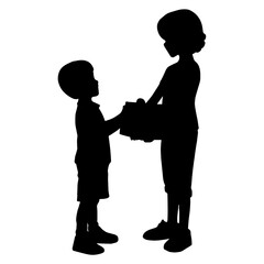 silhouette of parent and child gift box Christmas 