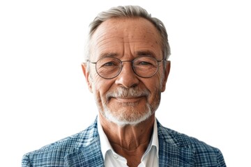 Obraz premium Portrait of a senior businessman smiling against white background