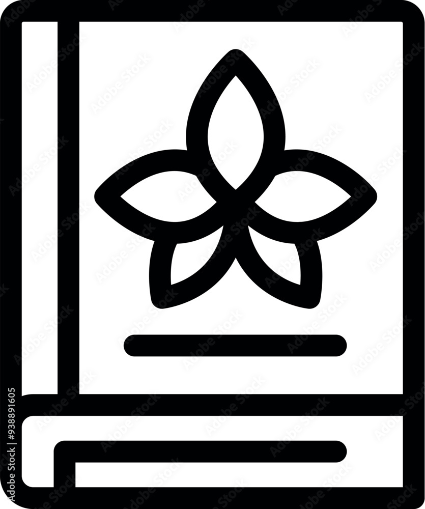Aufkleber simple line drawing of a book featuring a flower, suggesting a textbook or guide about botany or rel