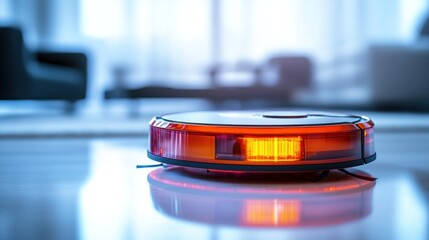 Robot Vacuum Cleaner on White Surface