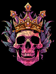 Fototapeta premium Tribal Skull and Crown Tattoo symmetry layout illustration