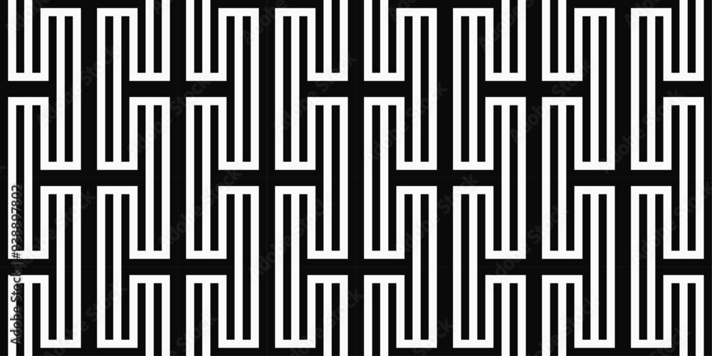 Poster Geometric corner labyrinth. Pattern from a pattern. Repeatimg geometric symmetric ornament. Trellis. Symmetric lines lattice.