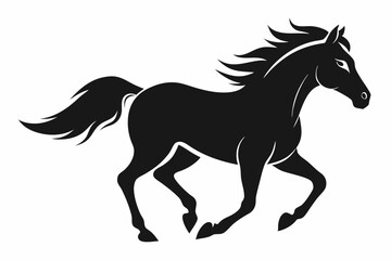 Horse silhouette vector Illustration, Horse Ridding with Black and White