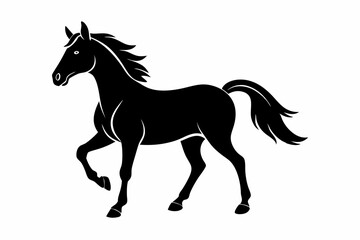 Horse silhouette vector Illustration, Horse Ridding with Black and White