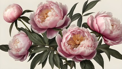 High Resolution Printable Greeting Card, Peonies 2. DIY Blank Template for Customizable Font & Text Design (Word, Photoshop, etc.)