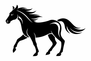 Horse silhouette vector Illustration, Horse Ridding with Black and White