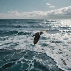 Naklejka premium Bird on the ocean