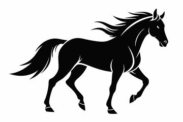 Horse silhouette vector Illustration, Horse Ridding with Black and White