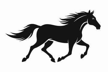 Horse silhouette vector Illustration, Horse Ridding with Black and White