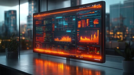 Obraz premium Futuristic Computer Display with Data Visualization