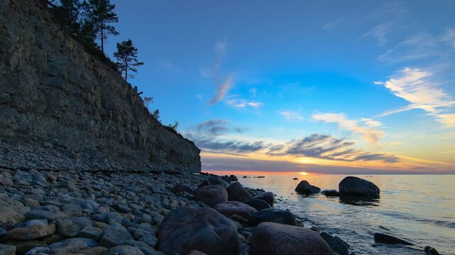 Sunset Timelapse Panga Pank highest cliff in Saaremaa, Estonia. August 2024 4K