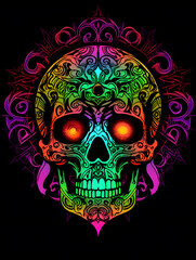 Tribal Skull and Mandala Tattoo symmetry layout illustration