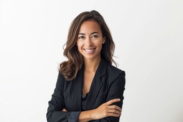 Fototapeta premium Confident businesswoman smiling with arms crossed professional executive look