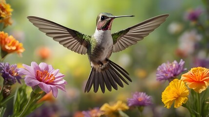 Naklejka premium hummingbird and flower