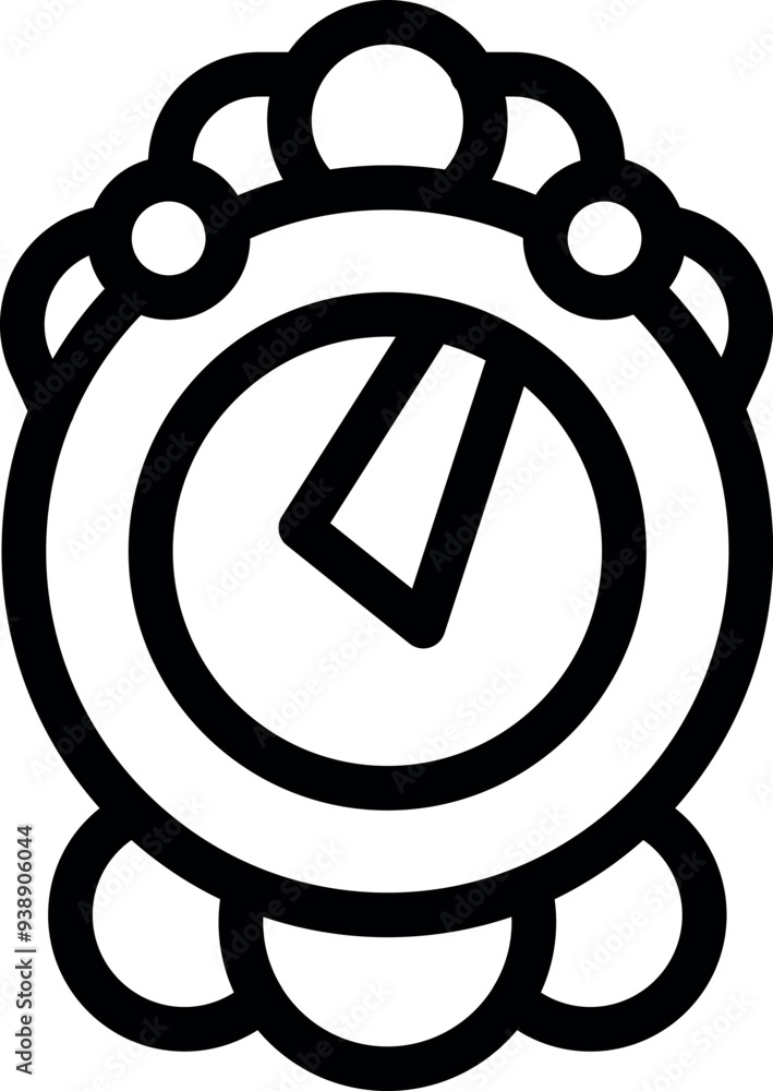 Poster simple line art icon of a clock face telling time with hour and minute hands