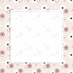 Romantic vintage frame with decorative elements on polka dot background. Perfect for greeting cards.