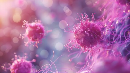 Fototapeta premium 3d illustration - Close Image Of Bunch Purple Cancer Cells