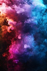 A vivid array of swirling smoke in hues of blue, pink, and purple, creating a mesmerizing abstract pattern that captivates the eye with its dynamic movement.