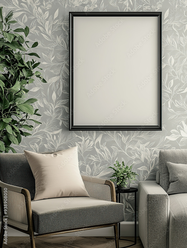 Poster an empty rectangular frame mockup in white,