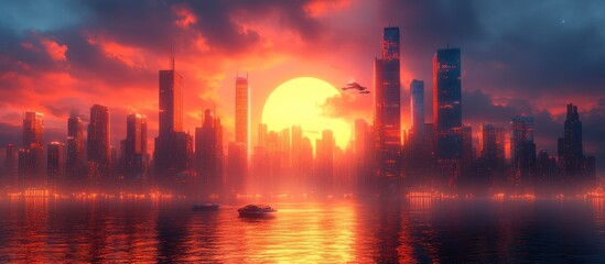 Fototapeta premium Cityscape at Sunset