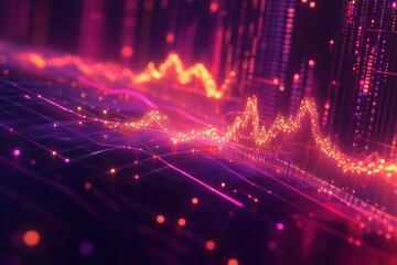 Futuristic Data Visualization with Glowing Analytics and Graphs