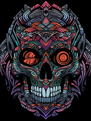 Tribal Skull and Tribal Patterns Tattoo symmetry layout illustration